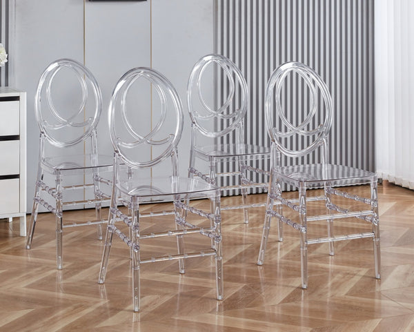 English Elm Wedding Chair Set Of 4 - Transparent Plastic Dining Chairs For Modern Events & Everyday Use W234P194518-GIGA