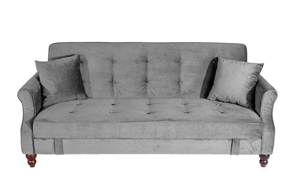 English Elm Adjustable Sofa Bed with Hidden Under-Seat Storage, Button-Tufted Comfort & Rolled Arm Elegance Gray 72 L x 45 W x 13 H B089P240493