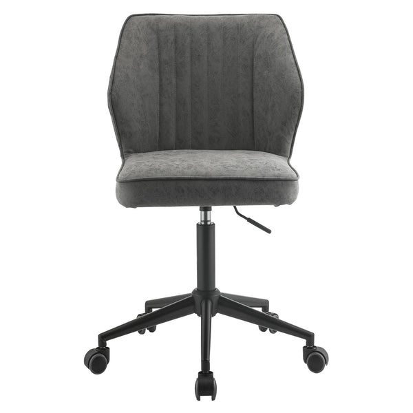 English Elm Vintage Whiskey Top Grain Leather Swivel Office Chair with Wood Arms, Metal Frame, Smooth Casters and Timeless Elegance Black+Grey B062P182761