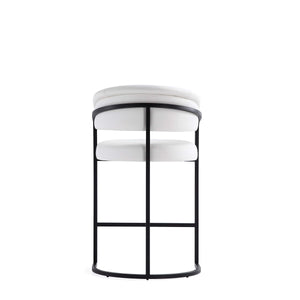 English Elm Augusta Modern Leatherette Upholstered Counter Stool with Geometric Metal Base, Commercial Grade Durability White B365P398038