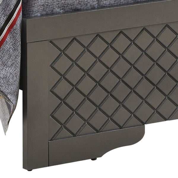 English Elm Verona Queen Bed With Led Headboard, Luxurious Upholstery & Metallic Black Finish For Modern Style B078S00583-GIGA