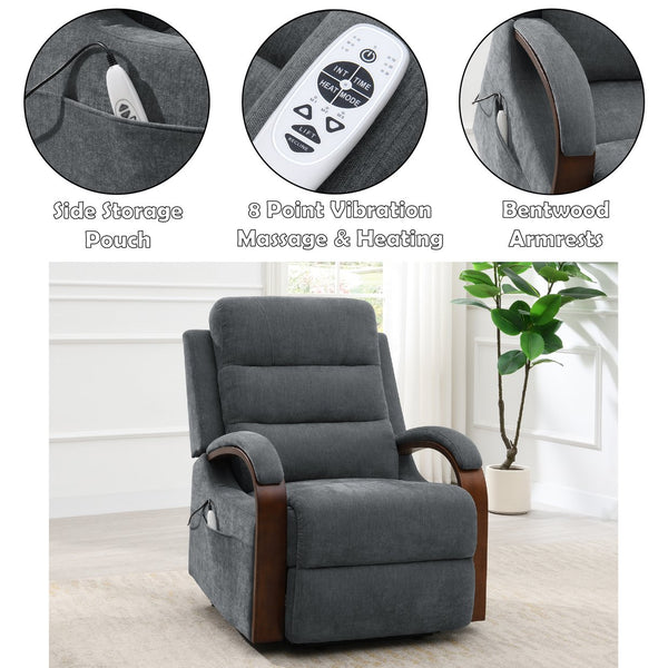 English Elm Kayla Power Lift Recliner with Zero Gravity Massage Heating and Chenille Upholstery B2726P469551