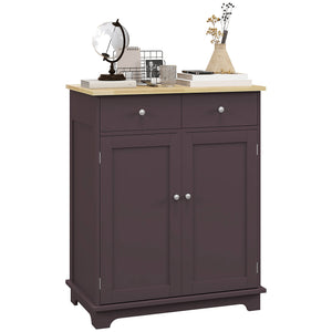 English Elm Homcom Modern Sideboard With Rubberwood Countertop, Versatile Kitchen Storage & Coffee Bar Cabinet W2225P217717
