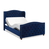 English Elm Marcella Upholstered Shelter Headboard Bed Set, Queen, Navy Blue Velvet