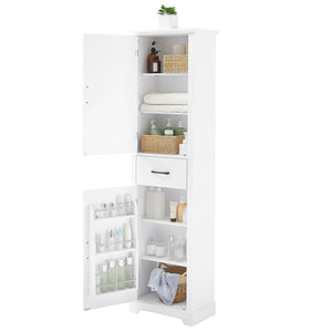 English Elm Tall Bathroom Storage Cabinet with Slim Profile, Adjustable Shelves, Anti-Tip Safety & Painted MDF Finish White N725P246463K