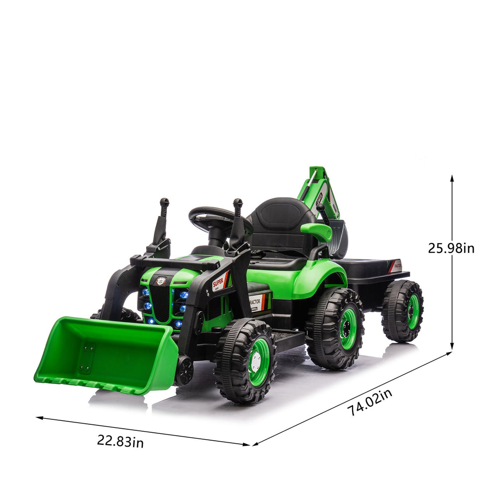 English Elm 24v Kids Electric Tractor with Swappable Construction Attachments and Parent Remote W1578P230013
