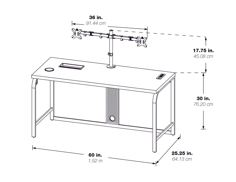 OSP Home Furnishings Reload Pro Battlestation Gaming Desk Black/Red