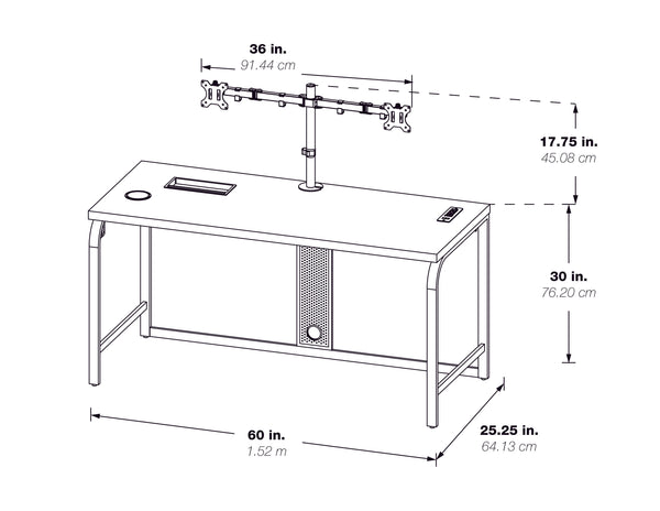 OSP Home Furnishings Reload Pro Battlestation Gaming Desk Black/Red