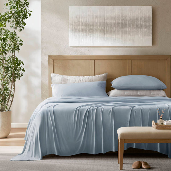 JLA Home Harbor House - Stretch Jersey Sheet Set – Cooling, Moisture‑Wicking 4‑Way Stretch Knit, Silky Soft, OEKO‑TEX® Certified Comfort HHD20-1906