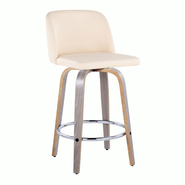 English Elm 26" Swivel Counterstools Whitewashed Wood Blue Upholstered Seat Set of 2 for Kitchen B202S00431