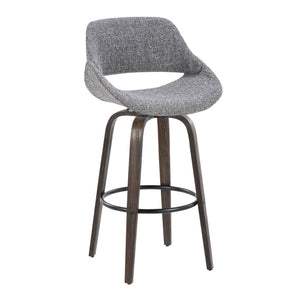 English Elm Fixed-height Swivel Barstools with Fabric Seat and Wood Legs for Kitchen Islands Set of 2 B202S01906