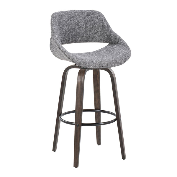 English Elm Fixed-height Swivel Barstools with Fabric Seat and Wood Legs for Kitchen Islands Set of 2 B202S01906