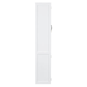 English Elm Full Size Murphy Bed with Open Shelving Wardrobe and Led Lighting for Studio Spaces White LP000898AAK