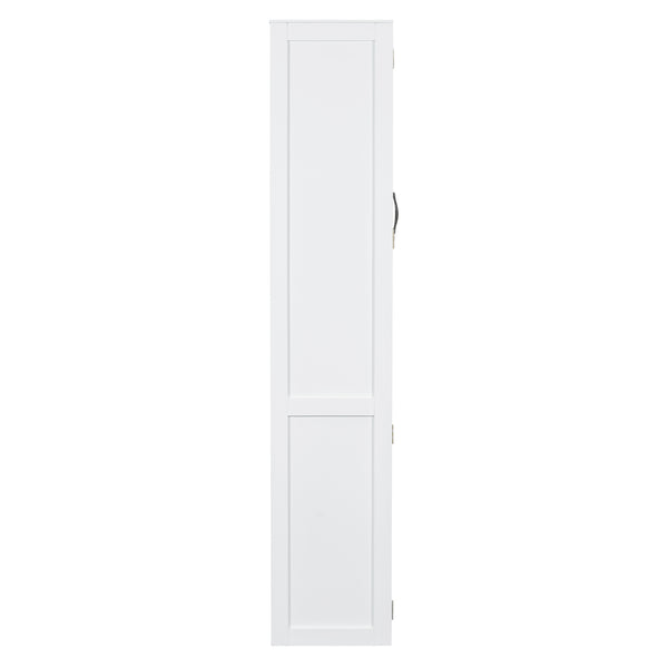 English Elm Full Size Murphy Bed with Open Shelving Wardrobe and Led Lighting for Studio Spaces White LP000898AAK