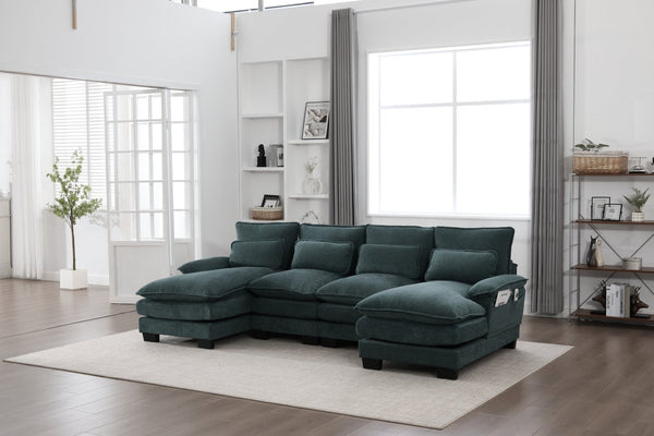 English Elm United We Win U Shaped Cloud Couch - 110" Modular Sectional Sofa With Memory Foam & Storage Pockets W1568S00216-GIGA