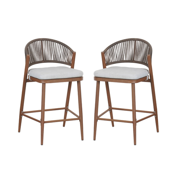 English Elm Christopher Knight Home® - Outdoor 26" Aluminum Frame Counter Stools Set Of 2 With Stylish Scallop Backrest & Cushions N772P245123T
