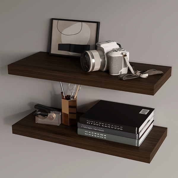 English Elm Dark Dark walnut Floating Shelf with Concealed Mounting, Scratch & Moisture Resistant Modern Display 96-char B062P373794