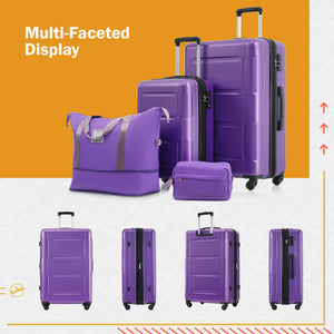English Elm 2 Piece Abs Hard Shell Spinner Luggage Set with Tsa Lock Expandable Suitcases Purple N732P198745I