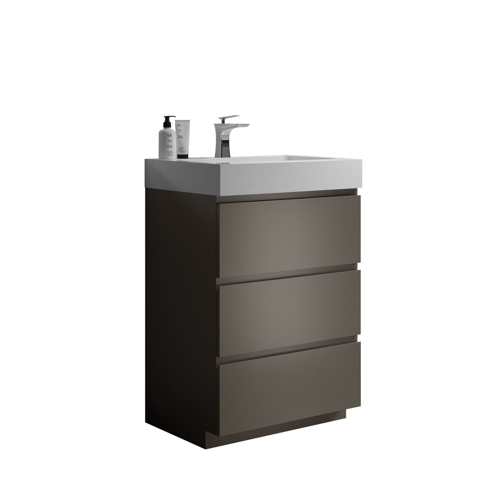 English Elm Alice 24" Gray Bathroom Vanity With One-Piece Sink, Soft-Close Drawers & Modern Storage Solution W1865S00013