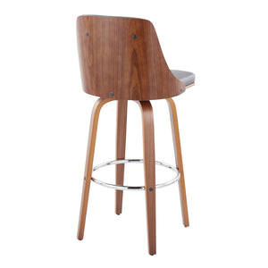 English Elm Mid-century Modern Swivel Barstools Walnut Tapered Legs Tufted Faux Leather Set B202S00585