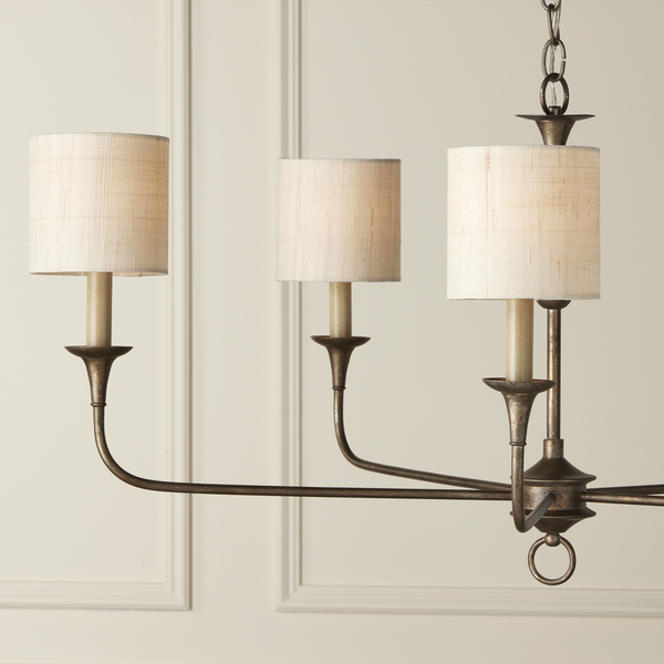 Ivory Artisanal Grasscloth Drum Chandelier Shade - Handcrafted, Modern Design for Cozy Spaces