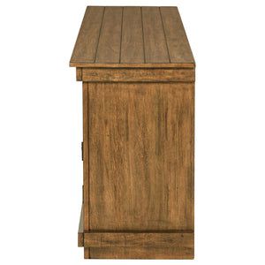 English Elm Castleton Farmhouse Pine Media Console with Six Compartments for Living Room Entertainment Distressed Brown B062P448015
