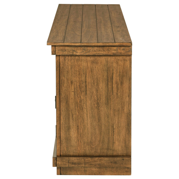 English Elm Castleton Farmhouse Pine Media Console with Six Compartments for Living Room Entertainment Distressed Brown B062P448015