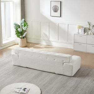 English Elm [video]87.4-inch Cloud Series Chenille Three-seater Sofa with Tufted Square Arms for Living Rooms White W3505P383948