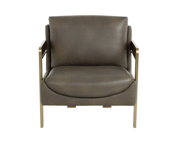 Sunpan Garo Lounge Chair - Modern Elegance In Bravo Ash Faux Leather With Stylish Stainless Steel Frame Taupe Faux Leather 111576