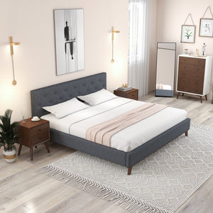 English Elm Ashcroft Furniture - Graceville King Size Upholstered Platform Bed With Tall Tufted Headboard - Modern Comfort & Style B183S00061