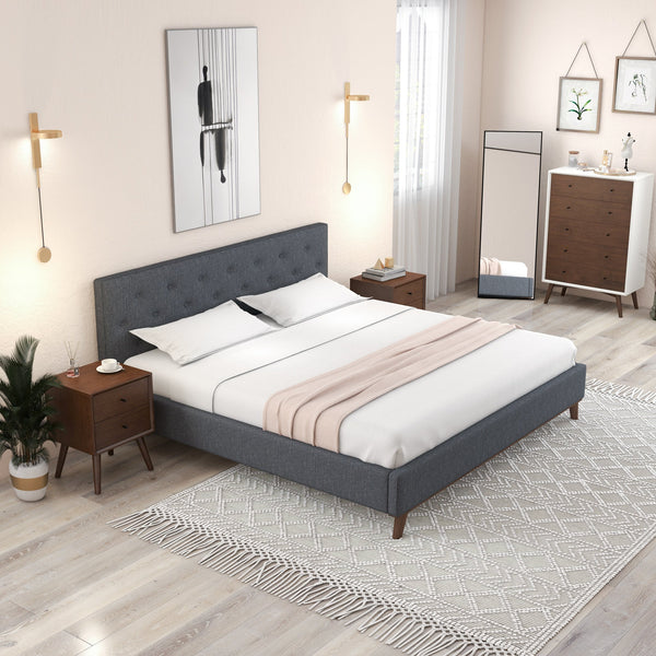 English Elm Ashcroft Furniture - Graceville King Size Upholstered Platform Bed With Tall Tufted Headboard - Modern Comfort & Style B183S00061