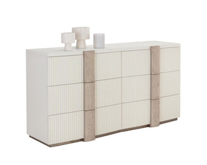 Sunpan VENETTA Dresser - Modern Wood Design with Cream Finish, Spacious Storage & Unique Grain Patterns 110665