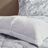 Madison Park Lana Glam/Luxury Marble Faux Fur Comforter Set MP10-6571 Grey/Blue