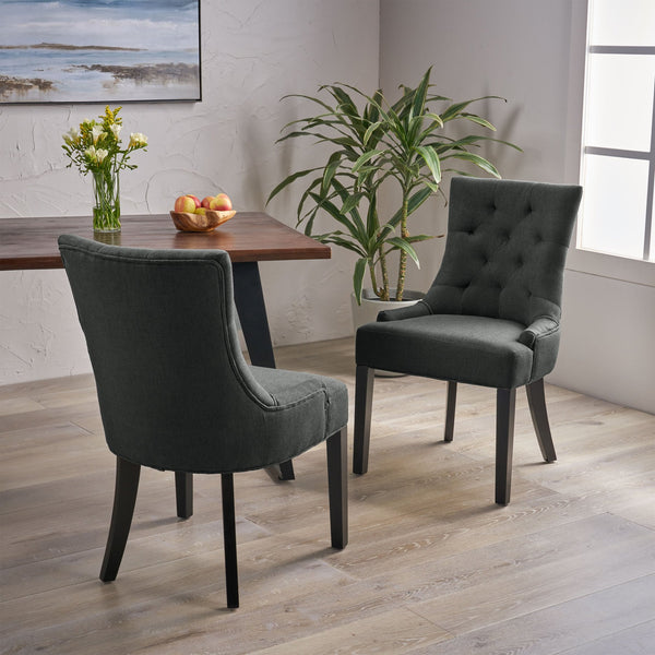 English Elm Christopher Knight Home® - Cheney Dining Chairs Set Of 2 - Contemporary Comfort With Diamond-Tufted Back And Tapered Legs 54181.00FDGRY