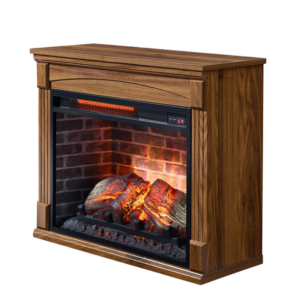 English Elm 28 Inch Electric Fireplace Media Console with Led Flame Ambient Heat Living Room W1769P213565