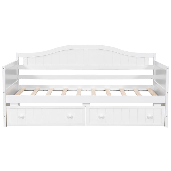 English Elm Twin Wood Daybed Sofa with Storage Drawers Arched Frame for Guest or Kids Room N708P357111K