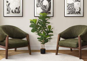 English Elm Artificial Fiddle Leaf Fig Floor Tree Real Touch Foliage in Matte Black Pot 41in B2710P220039