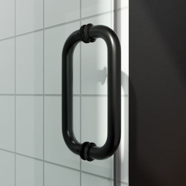 English Elm 28" Frameless Pivot Shower Door Tempered Glass Matte Black Hinged Spa Bath W637P348845