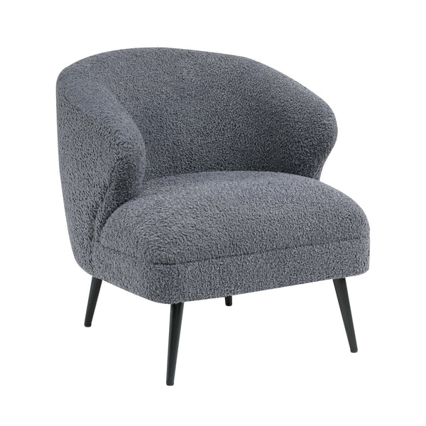 English Elm Luxury Boucle Accent Chair with High-Density Foam, Curved Mid-Century Design, Plush Seat Comfort Dark Gray 26.5 L x 29.5 W x 22 H B011P283279