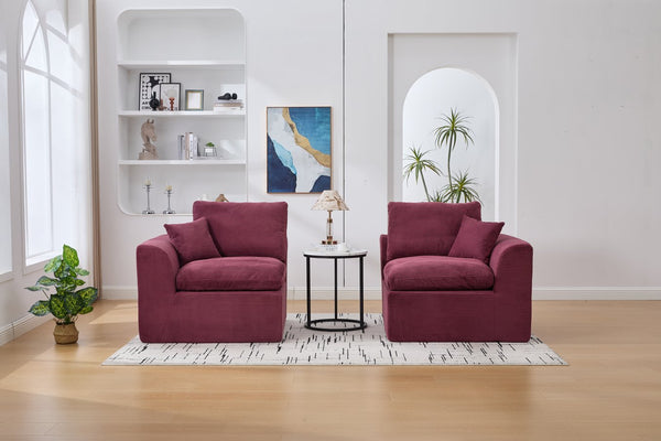 English Elm UNITED Cloud Couch Modular Sectional Sofa with Corduroy Cover, Ergonomic 2-Seater, No Assembly Needed WINE RED W1568P371121