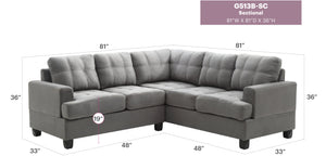 English Elm Glory Newbury G463B-SC Sectional Sofa - Compact PU Upholstery, Pocketed Coil Seats, Durable Frame Gray 49 L x 28.7 W x 16 H B078S00049
