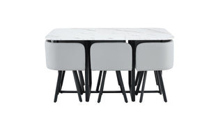 English Elm Stylish Gray Pu Upholstered Dining Chair Set of Six Modern Minimalist Seating W3875P370934