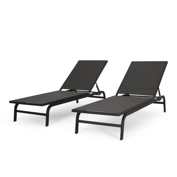 English Elm Christopher Knight Home® - FINN Chaise Lounge Set for Outdoor Patio – Aluminum Frame, Breathable Nylon Mesh, Handcrafted Comfort DARK GREY 71041.00