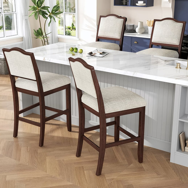 English Elm Counter Height Rubberwood Barstools Set of 2 Upholstered Seats for Kitchen Island Cherry N752P377070C