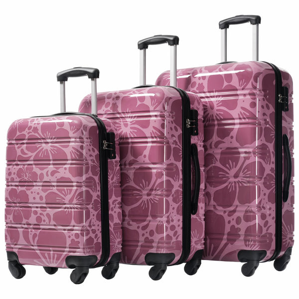 English Elm Hardshell Polycarbonate Luggage Set Three Piece Tsa Lock Spinner Travel Suitcases Pink Purple N732P306618H