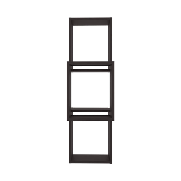 English Elm Stormi Wenge Wall-Mounted Geometric Shelf Unit — Asymmetrical Cube Design, Space-Saving Organizer B128P375286