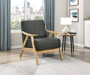 English Elm Modern Velvet Accent Chair with Dark Walnut Angular Frame, Streamlined Mid-Century Comfort Design Dark Gray,Natural 35.5 L x 25.5 W x 20 H B011P271956