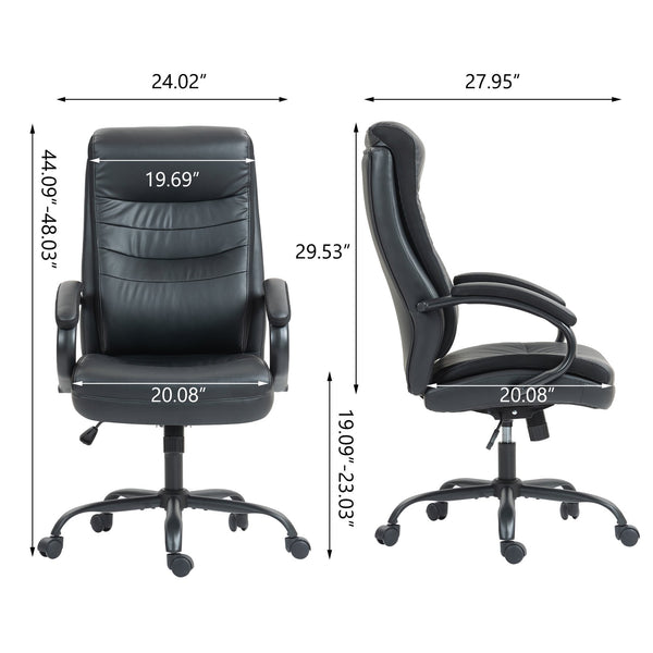 English Elm High Back Pu Leather Executive Chair Ergonomic Lumbar Support for Home Office W3326P330194