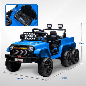 English Elm Qaba 12v Four Motor Kids Electric Ride on Truck with Trailer and Parent Remote Light Blue W2225P249886
