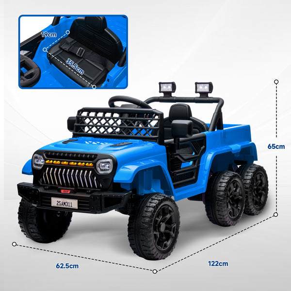 English Elm Qaba 12v Four Motor Kids Electric Ride on Truck with Trailer and Parent Remote Light Blue W2225P249886